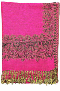 Achillea Fuchsia Border Pashmina Shawl Wrap Scarf