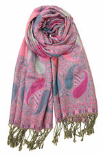 achillea multi color paisley pashmina scarf fuchsia