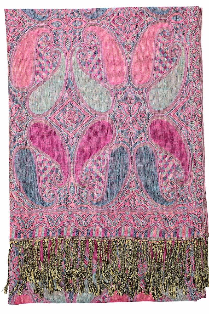 Achillea Fuchsia Multi Color Paisley Pashmina