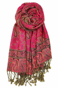 Achillea Fuchsia Reversible Paisley Pashmina