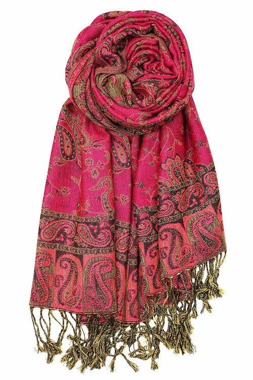 Achillea Fuchsia Reversible Paisley Pashmina