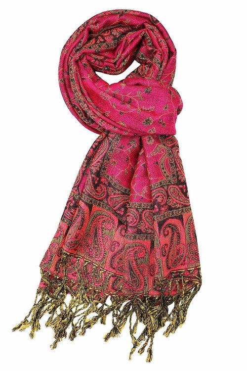 Achillea Fuchsia Reversible Paisley Pashmina