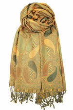 achillea multi color paisley pashmina scarf gold green