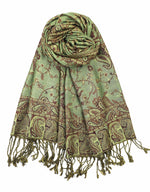 achillea reversible pashmina shawl green brown