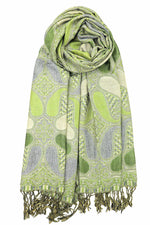 achillea multi color paisley pashmina scarf green