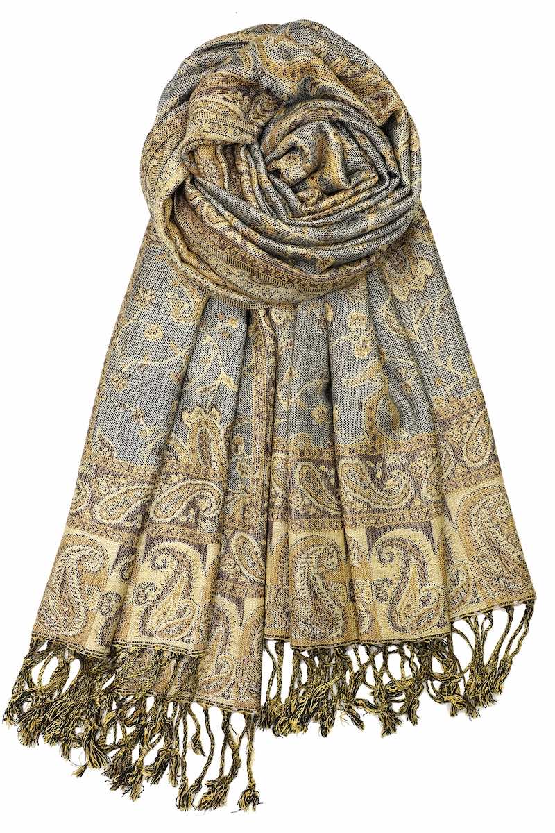 achillea reversible pashmina shawl grey gold