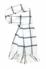 Achillea Scottish Tartan Plaid Cashmere Feel Scarf White Windowpane