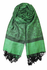 Achillea Kelly Green Jacquard Pashmina Scarf