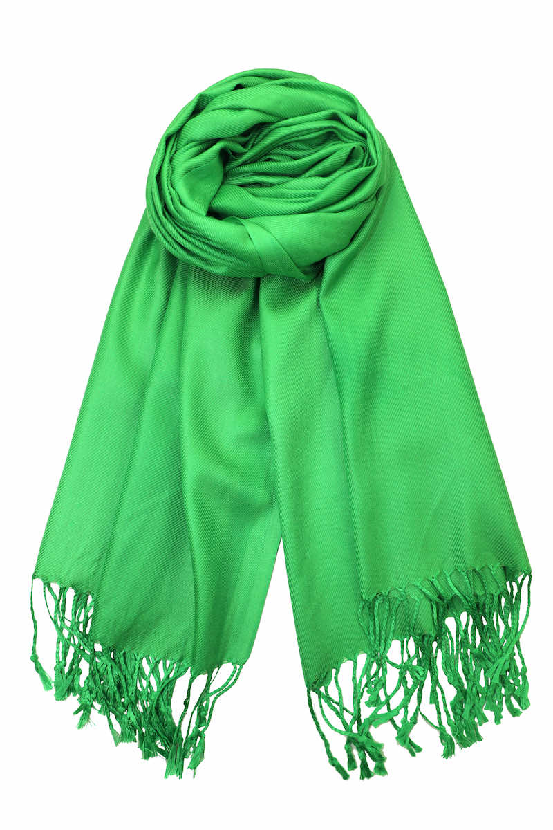 achillea large soft silky pashmina shawl kelly green
