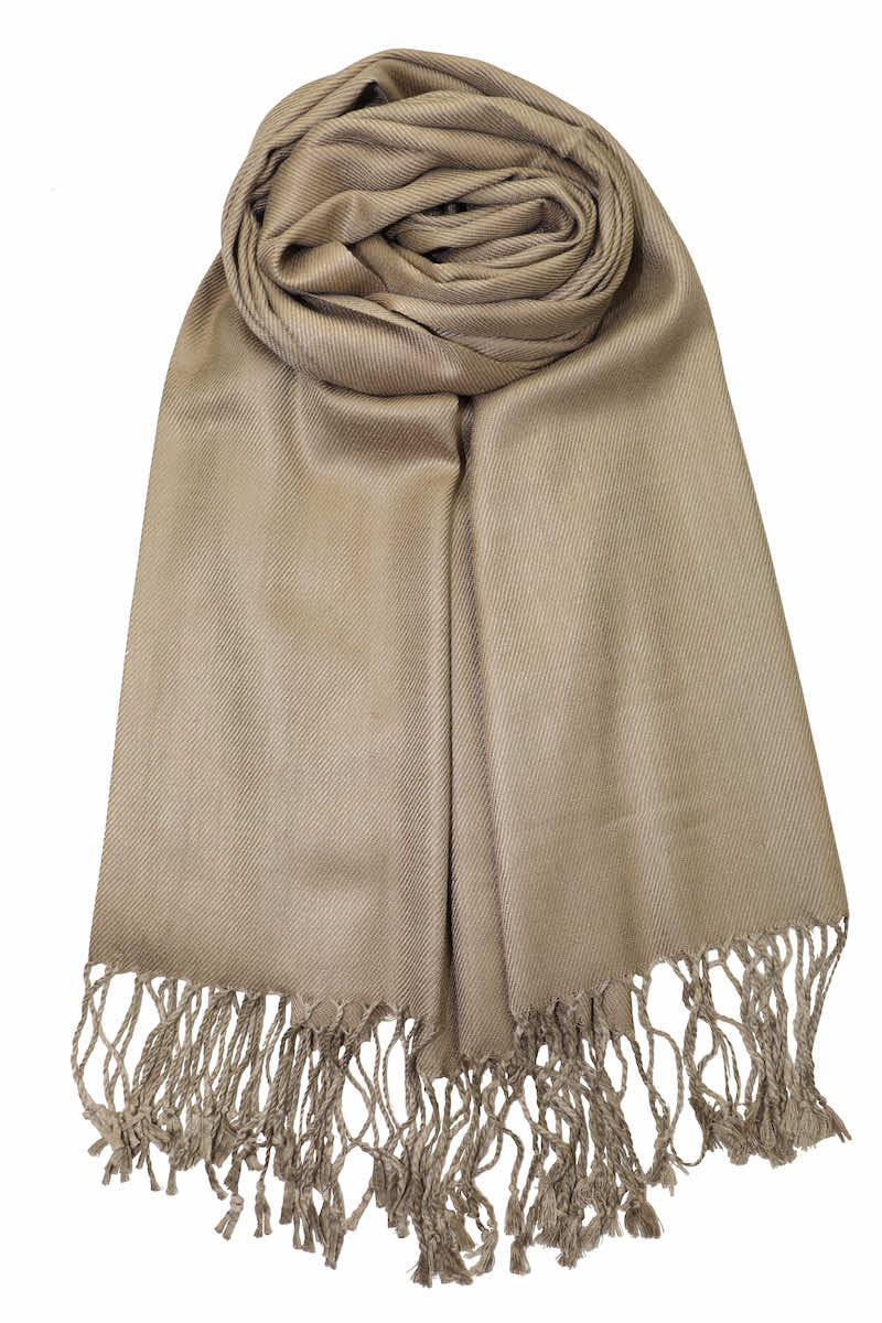 achillea large soft silky pashmina shawl khaki