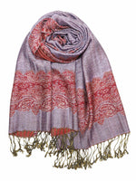 achillea paisley border pashmina shawl lavender