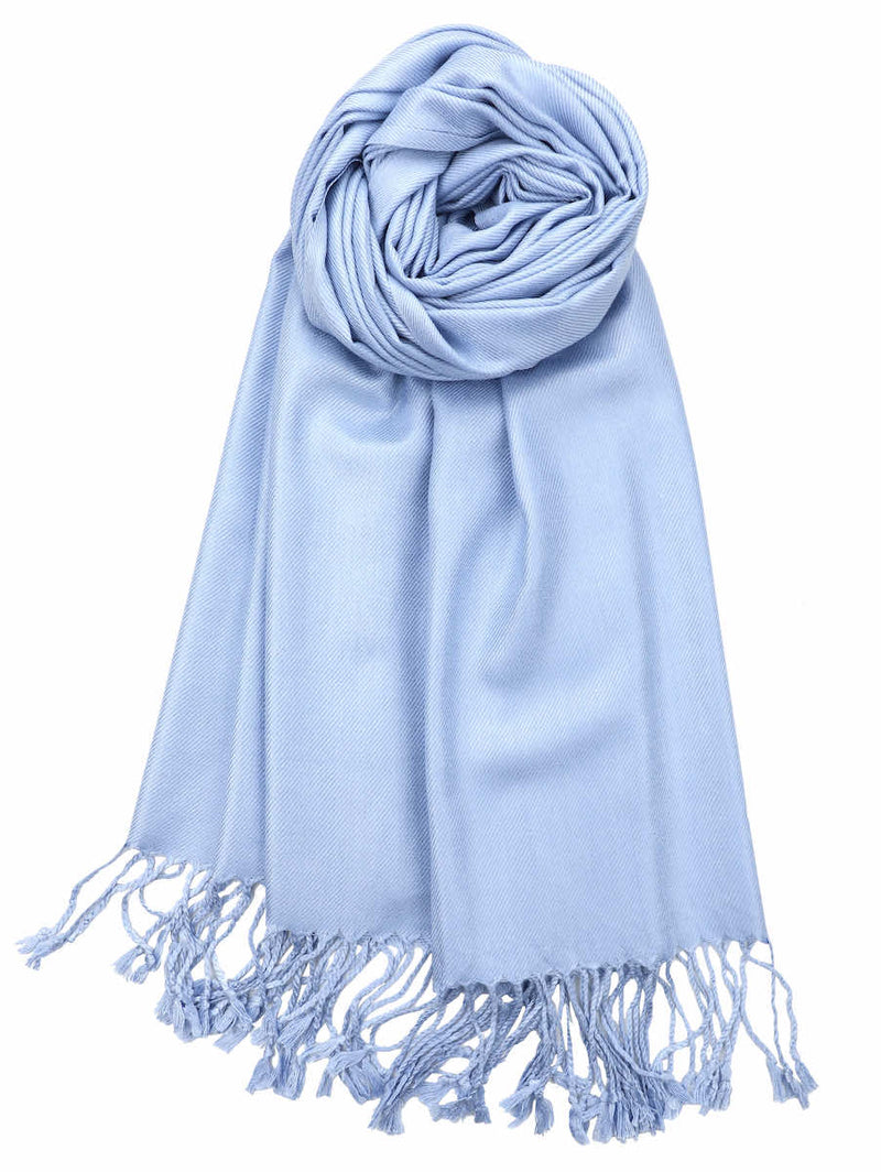achillea large soft silky pashmina shawl light blue