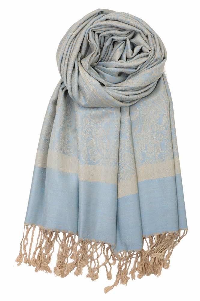 achillea jacquard pashmina light blue tan