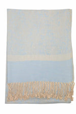 Achillea Light Blue Tan Jacquard Pashmina Scarf