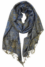 Achillea Light Navy Reversible Paisley Pashmina