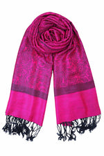 Achillea Magenta Black Jacquard Pashmina Scarf