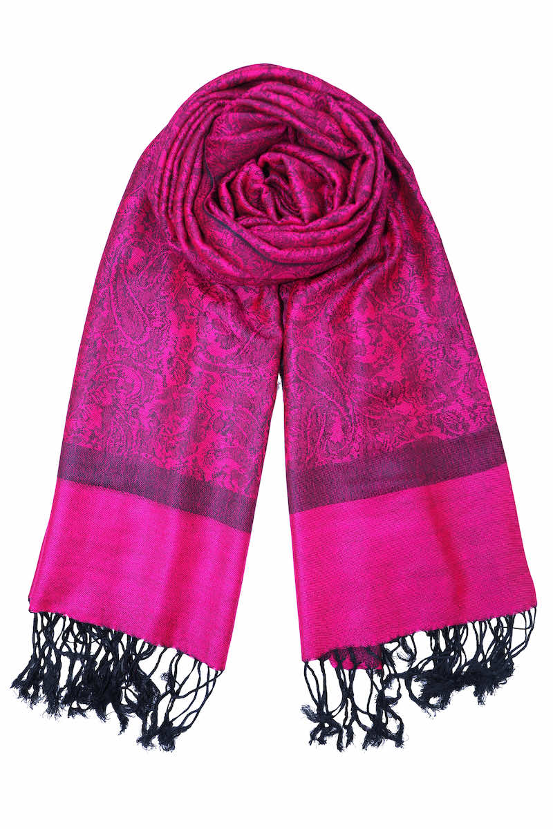 achillea jacquard pashmina magenta black