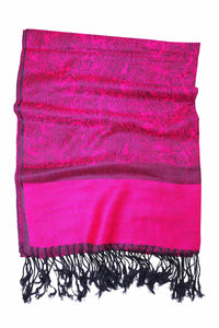 Achillea Magenta Black Jacquard Pashmina Scarf