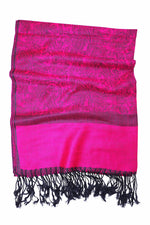Achillea Magenta Black Jacquard Pashmina Scarf