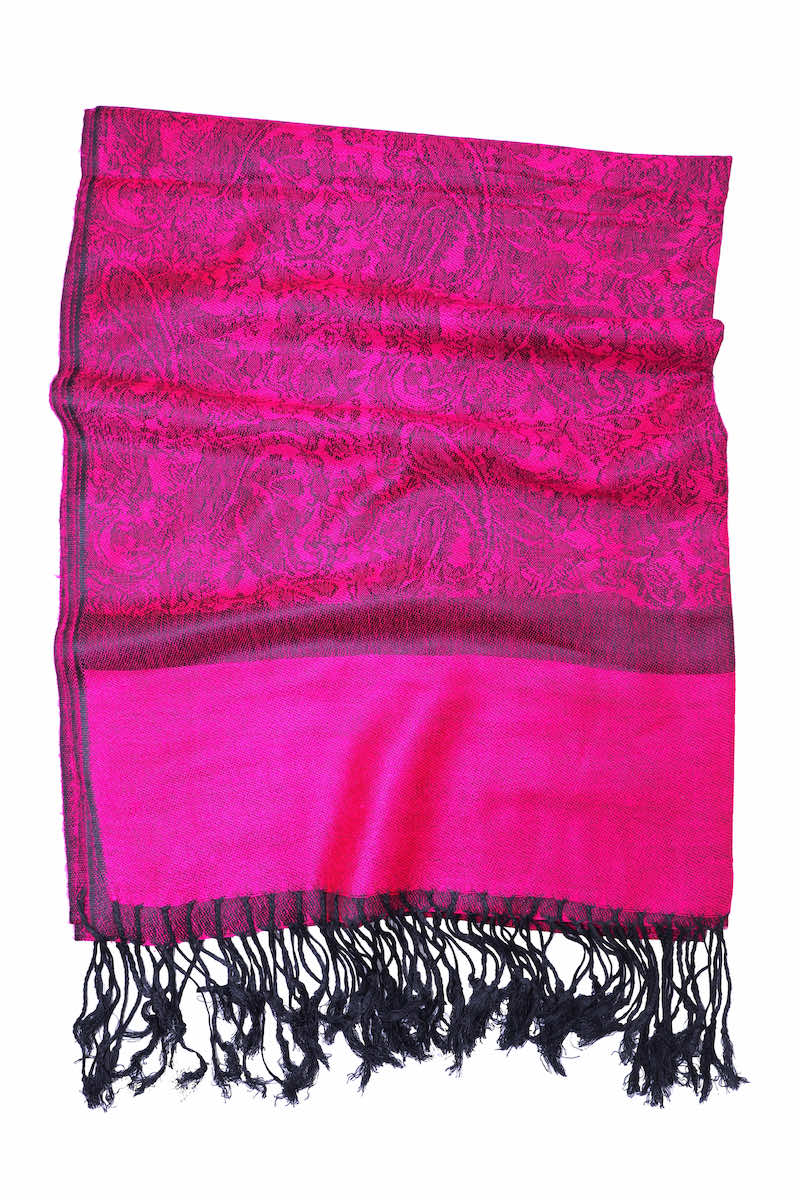 Achillea Magenta Black Jacquard Pashmina Scarf