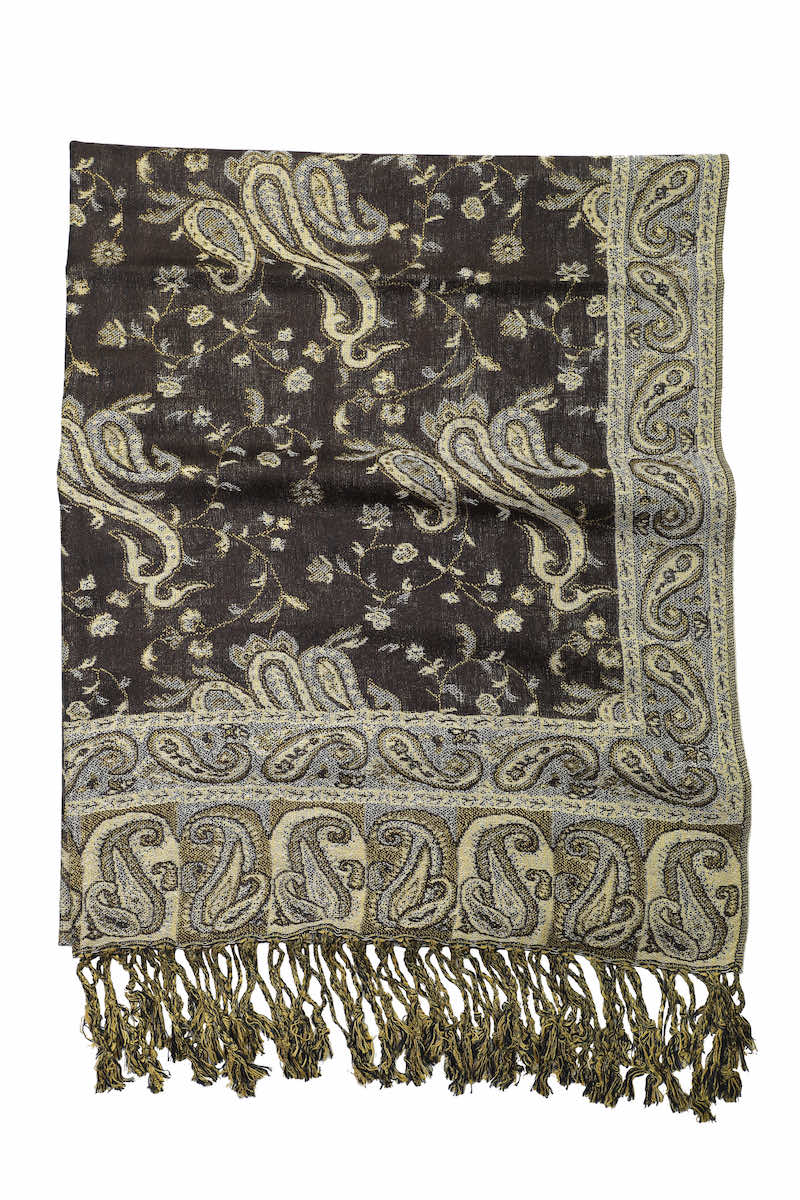 Achillea Mocha Reversible Paisley Pashmina