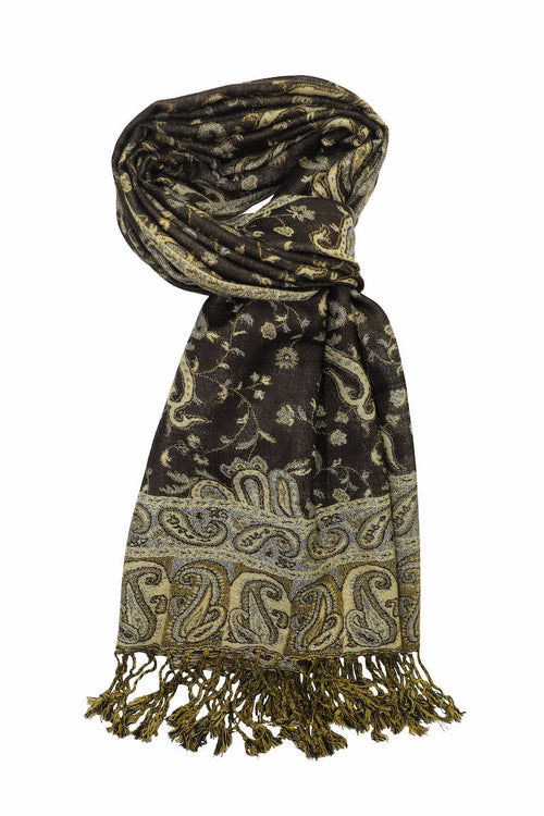 Achillea Mocha Reversible Paisley Pashmina