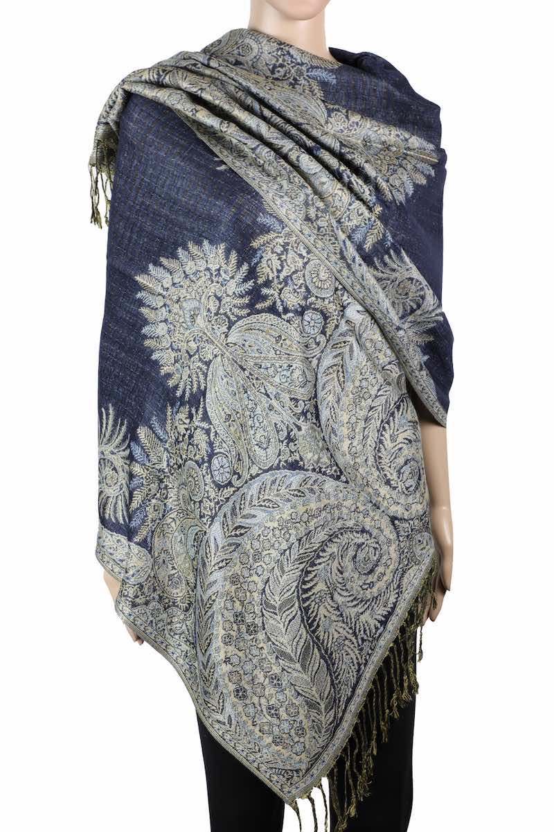 Achillea Navy Big Paisley Pashmina