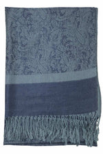 Achillea Navy Blue Jacquard Pashmina Scarf