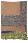 Achillea Navy Border Pashmina Shawl Wrap Scarf