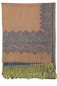 Achillea Navy Border Pashmina Shawl Wrap Scarf