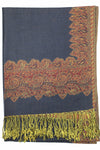 Achillea Navy Border Pashmina Shawl Wrap Scarf