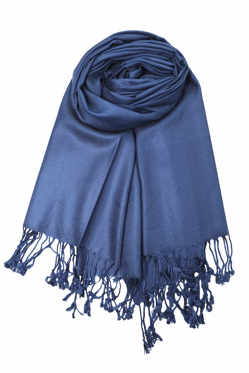 achillea solid pashmina scarf navy