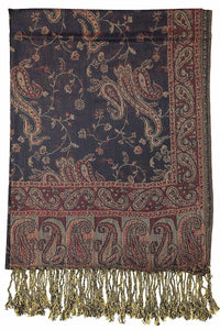 Achillea Navy Reversible Paisley Pashmina