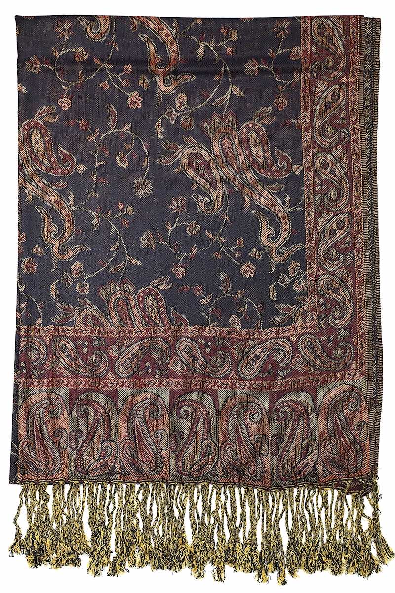 Achillea Navy Reversible Paisley Pashmina