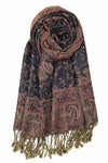 Achillea Navy Reversible Paisley Pashmina