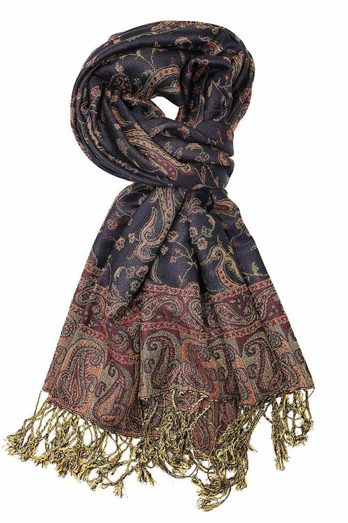 Achillea Navy Reversible Paisley Pashmina