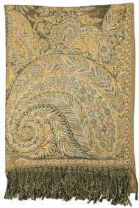 Achillea Olive Green Big Paisley Pashmina