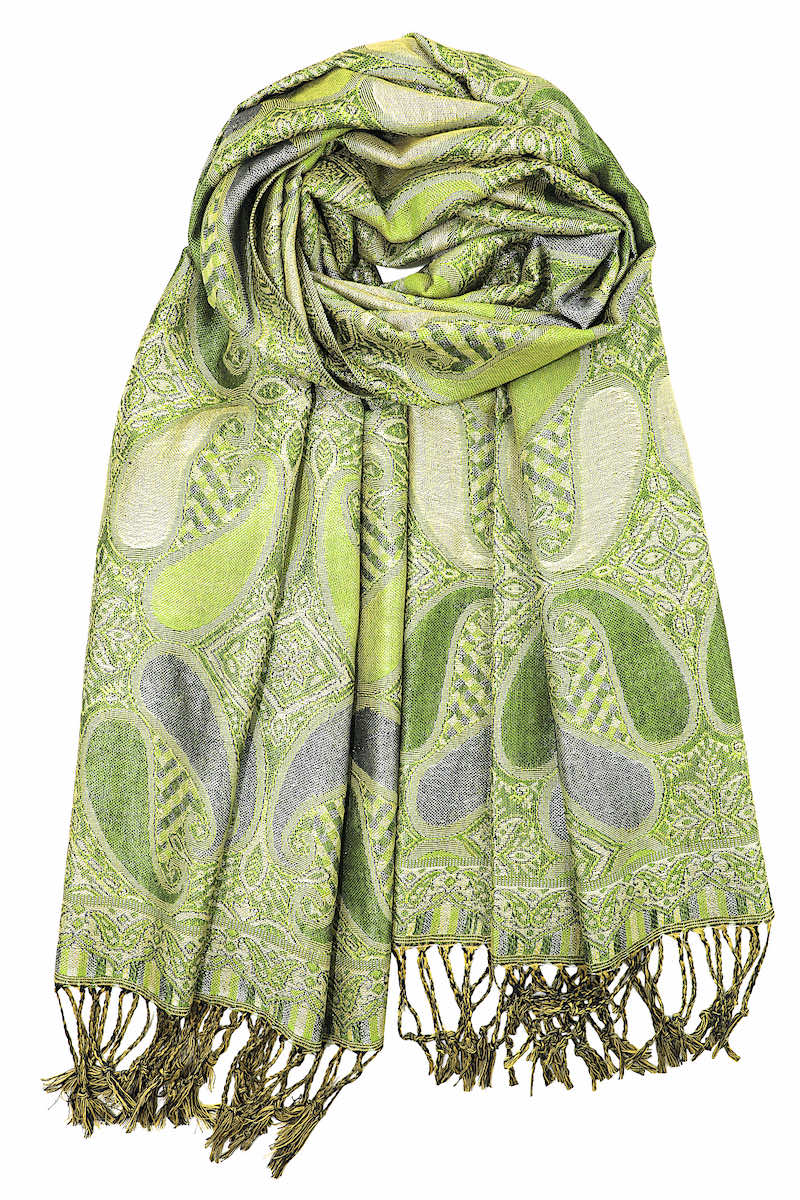 achillea metallic pashmina shawl olive green