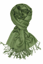 achillea large soft silky pashmina shawl olive green