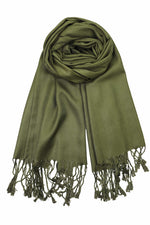achillea solid pashmina scarf olive green