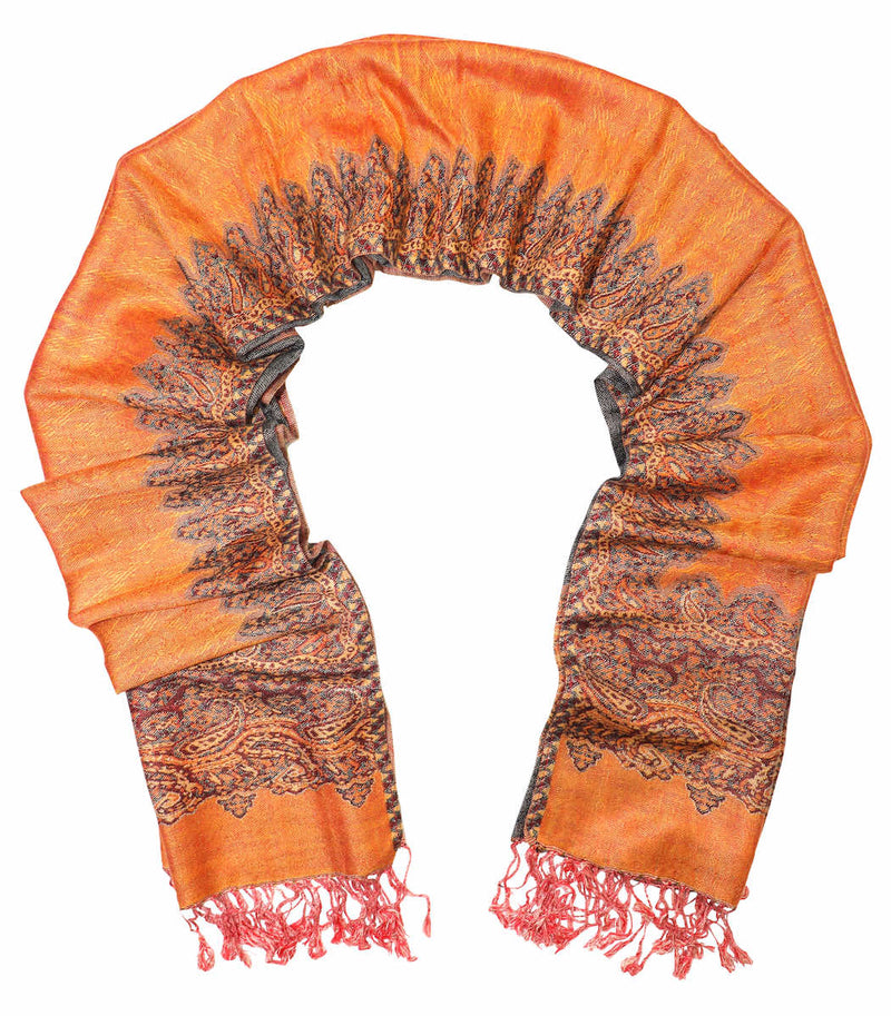 Achillea Orange Border Pashmina Shawl Wrap Scarf