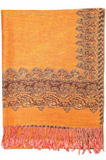 Achillea Orange Border Pashmina Shawl Wrap Scarf