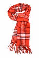 Achillea Scottish Tartan Plaid Cashmere Feel Scarf Orange Plaid