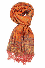 Achillea Orange Reversible Paisley Pashmina