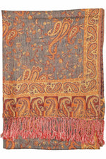 Achillea Orange Reversible Paisley Pashmina