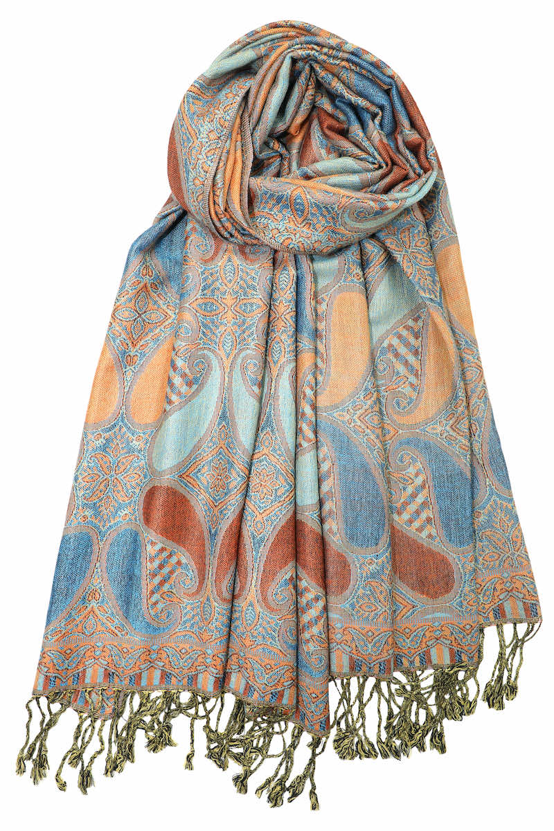 achillea multi color paisley pashmina scarf 