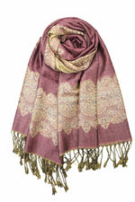 achillea paisley border pashmina shawl orchid