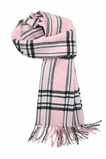 Achillea Scottish Tartan Plaid Cashmere Feel Scarf Pink Plaid
