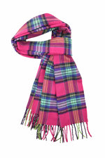 Achillea Scottish Tartan Plaid Cashmere Feel Scarf Pink Plaid