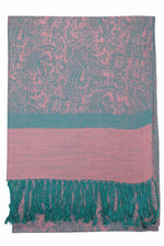 Achillea Pink Teal Jacquard Pashmina Scarf